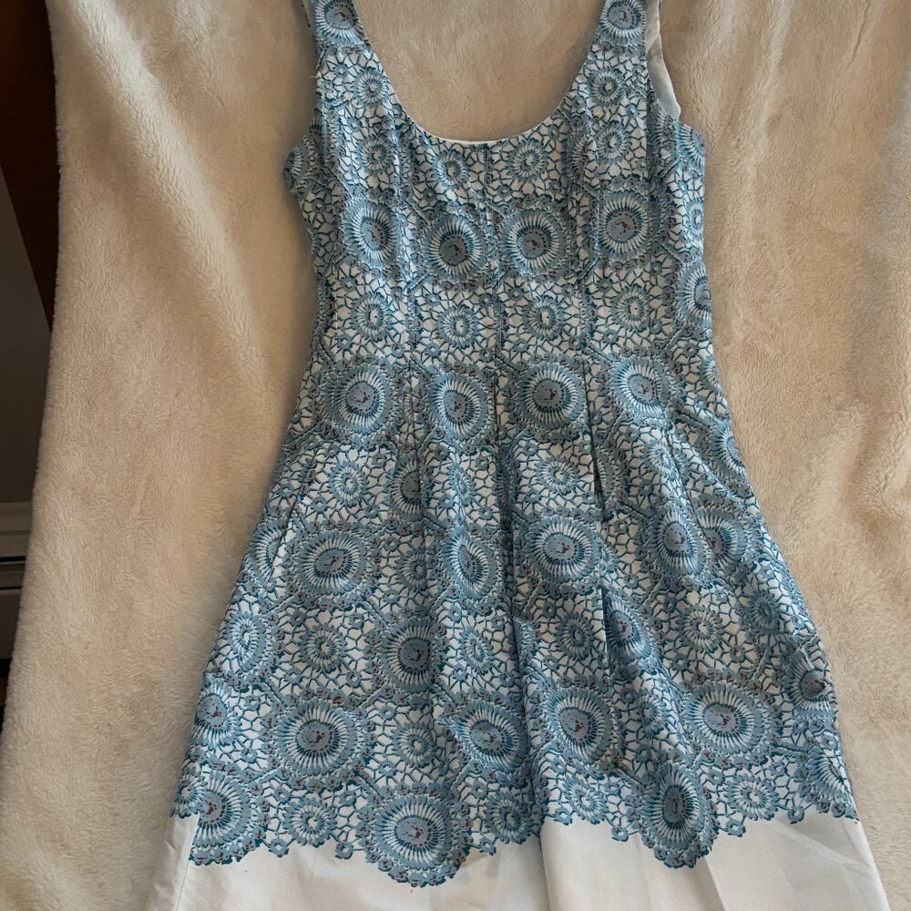 Nine West Crystal Blue Sleeveless Fitted Sundress